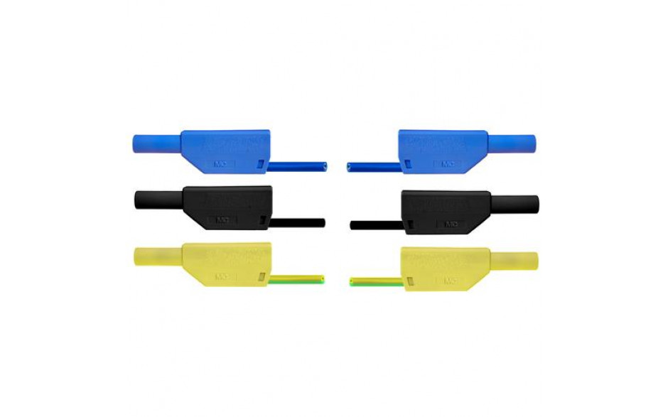Satz 3 Sicherheitsexperimentierkabel, 75 cm, gelb/grün, blau, schwarz - 3B Scientific